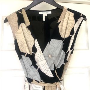 Floral Mock-wrap Midi Dress